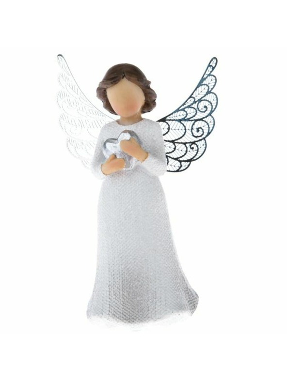 Casa de Engel Poliresinski anđeo s metalnim krilima, sa srcem, 9/108