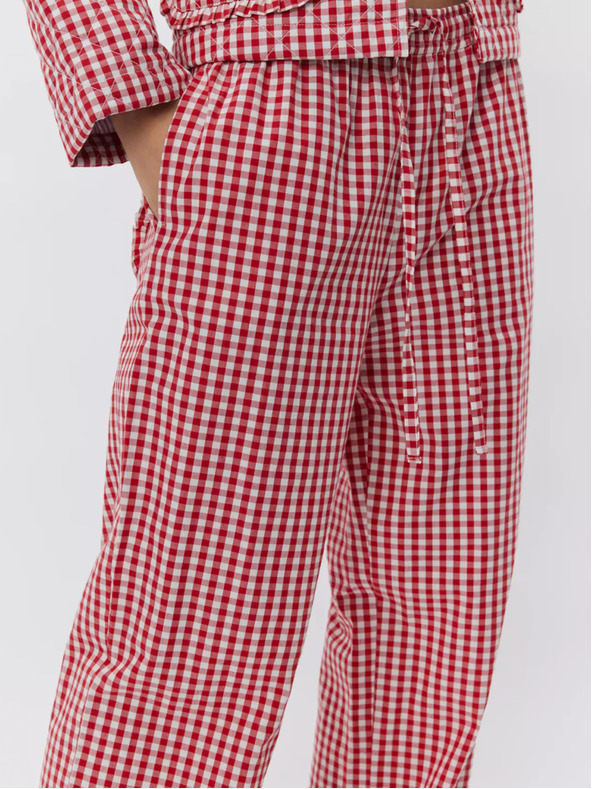 Sofie Schnoor Bijelo-crvene ženske karirane hlače Sofie Schnoor