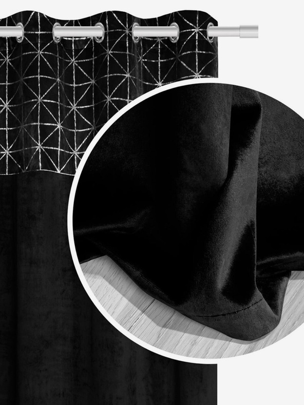 Edoti Baršunasta zavjesa sjajna - crna EDOTI
