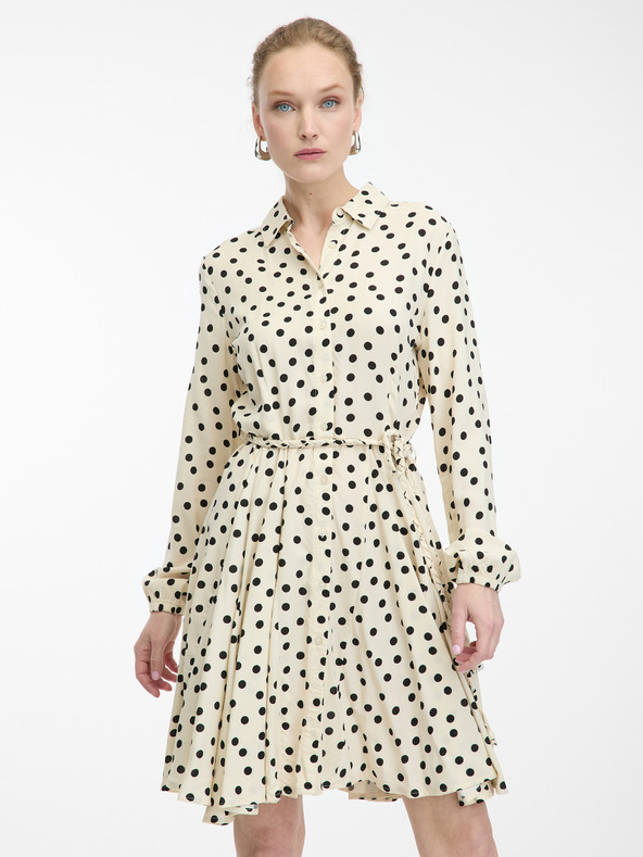 Orsay Krem ženske košuljaste haljine do koljena ORSAY