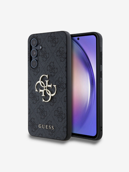 Guess Guess PU 4G Metal Logo Stražnji Poklopac za Samsung Galaxy A55 5G Siva