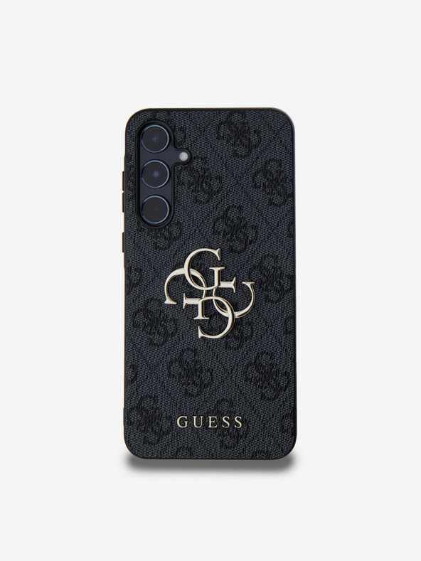 Guess Guess PU 4G Metal Logo Stražnji Poklopac za Samsung Galaxy A55 5G Siva