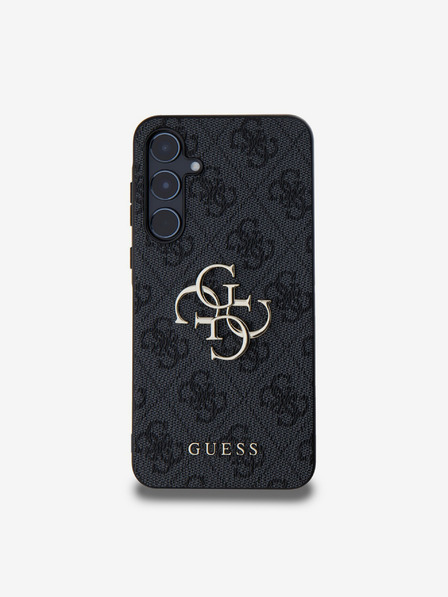 Guess Guess PU 4G Metal Logo Stražnji Poklopac za Samsung Galaxy A55 5G Siva