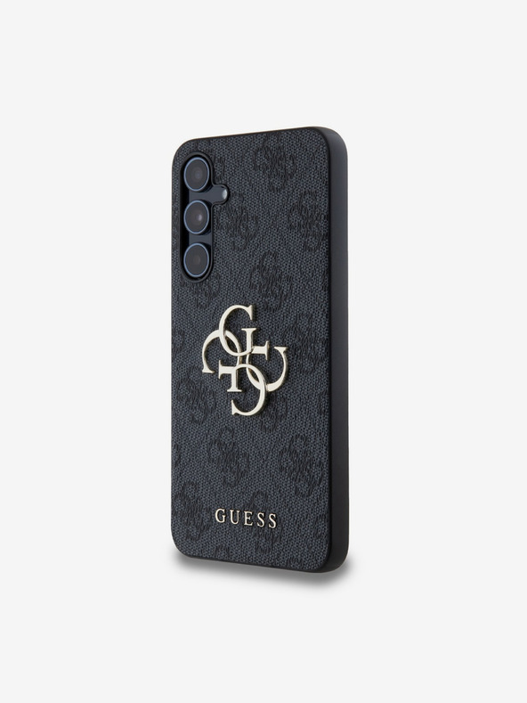 Guess Guess PU 4G Metal Logo Stražnji Poklopac za Samsung Galaxy A55 5G Siva