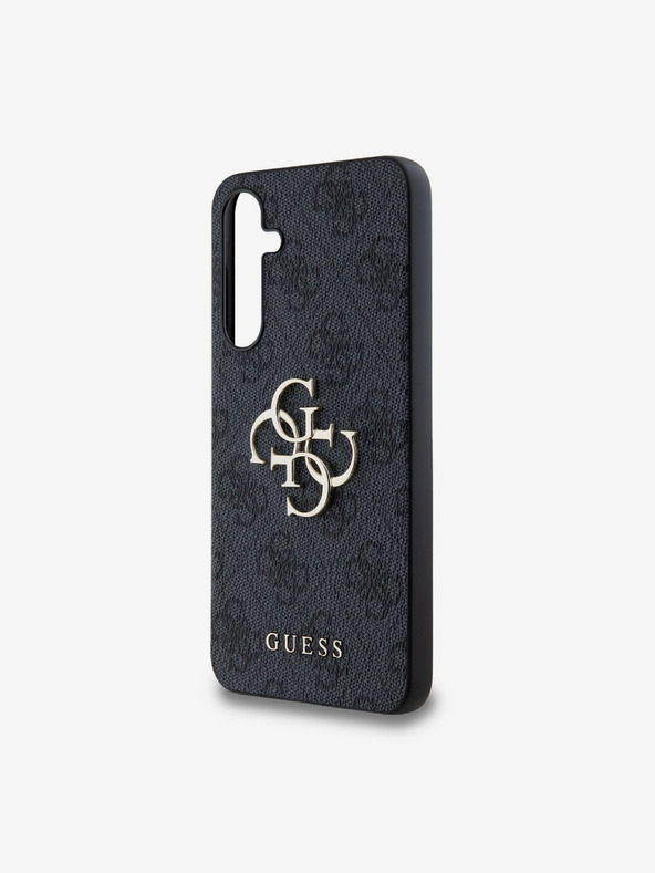 Guess Guess PU 4G Metal Logo Stražnji Poklopac za Samsung Galaxy A55 5G Siva
