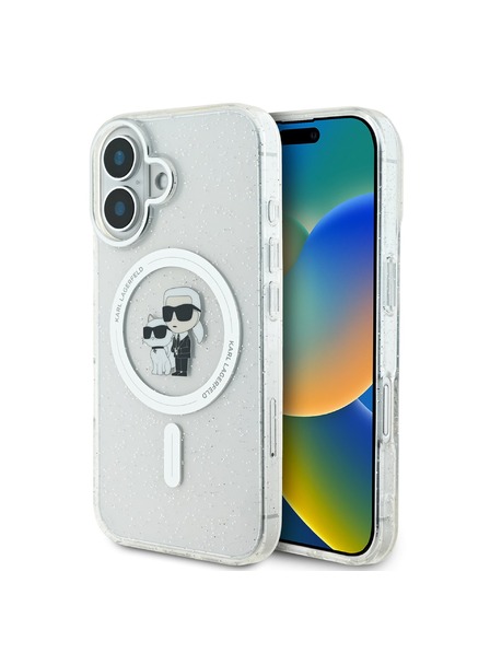 Karl Lagerfeld Karl Lagerfeld IML Glitter Karl and Choupette MagSafe stražnji poklopac za iPhone 16 Transparent