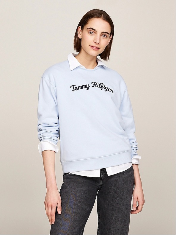Tommy Hilfiger Ženski svijetlo plavi vintage džemper Tommy Hilfiger