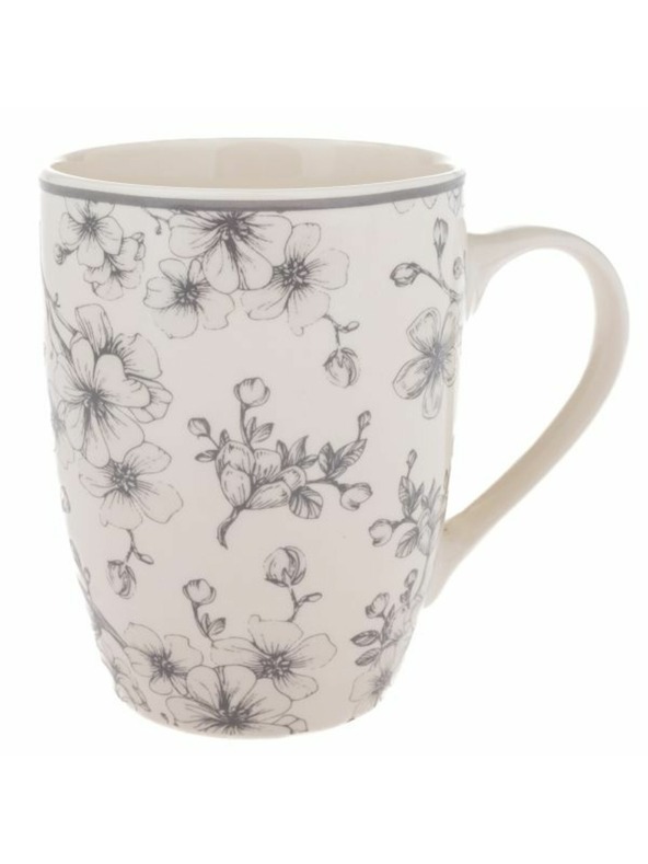 Casa de Engel Keramička šalica 300ml - sivi cvjetovi, 6/36
