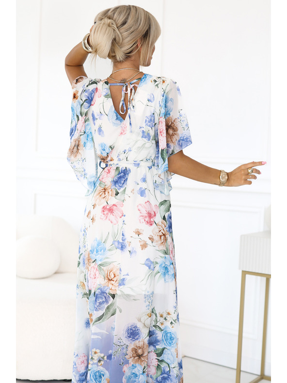 numoco Prozračne zavjetnute maxi haljine s cvjetnim uzorkom plave ruže