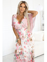 numoco Prozračne zavjetnute maxi haljine s cvjetnim uzorkom ružičaste ruže