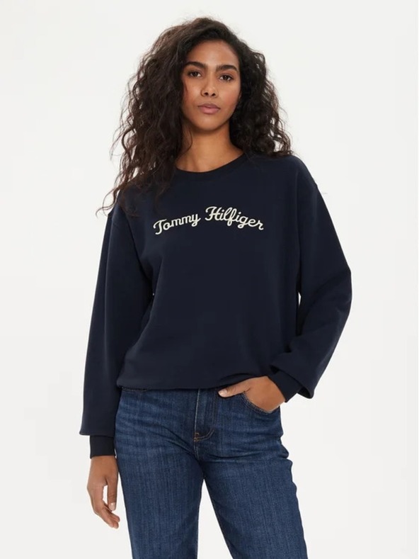 Tommy Hilfiger Ženski tamno plavi vintage pulover Tommy Hilfiger