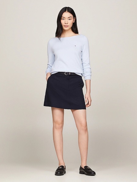Tommy Hilfiger Ženski svijetlo plavi nježno pleteni pulover s V-izrezom Tommy Hilfiger
