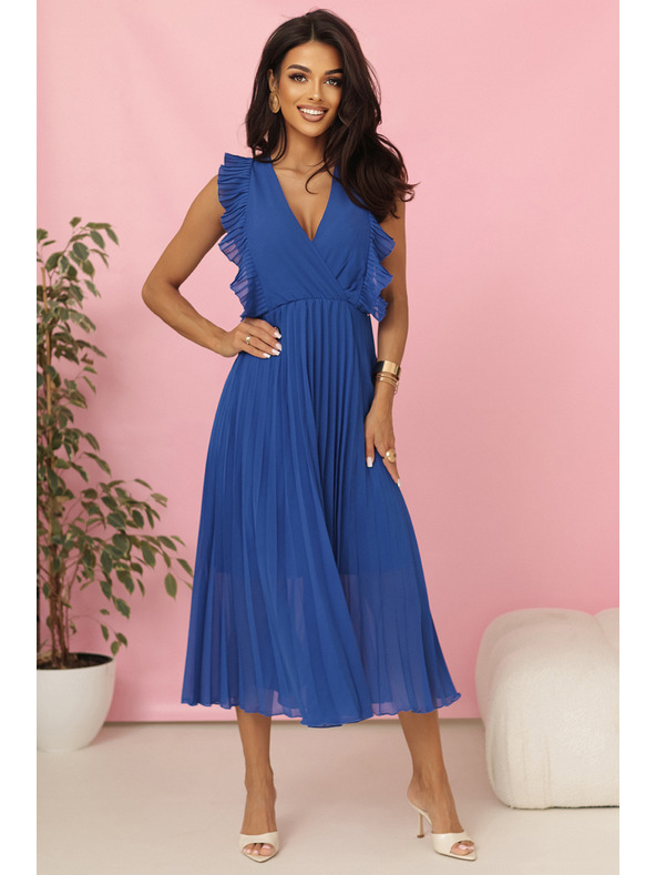 numoco EMILY plisirane haljine s volanima i dekolteom