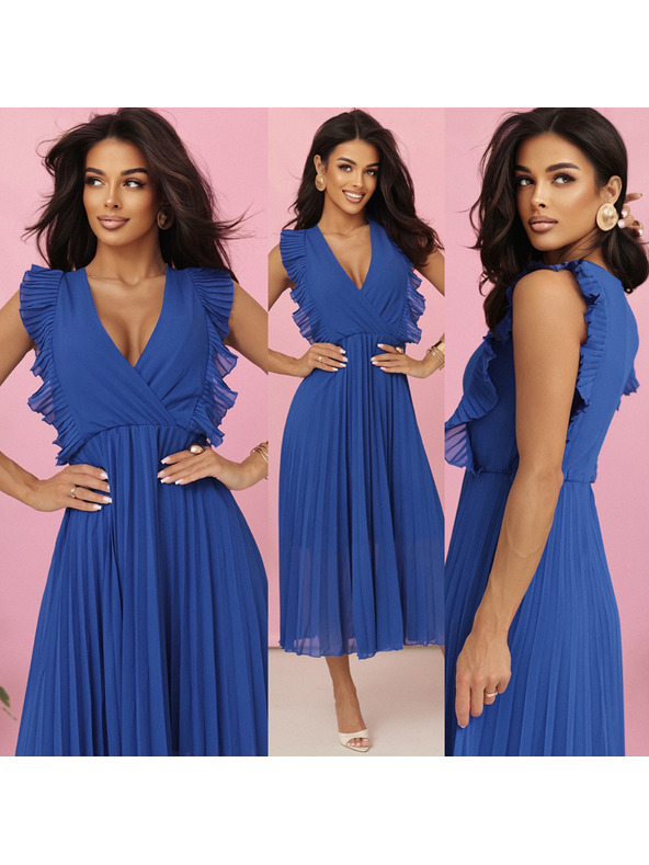 numoco EMILY plisirane haljine s volanima i dekolteom