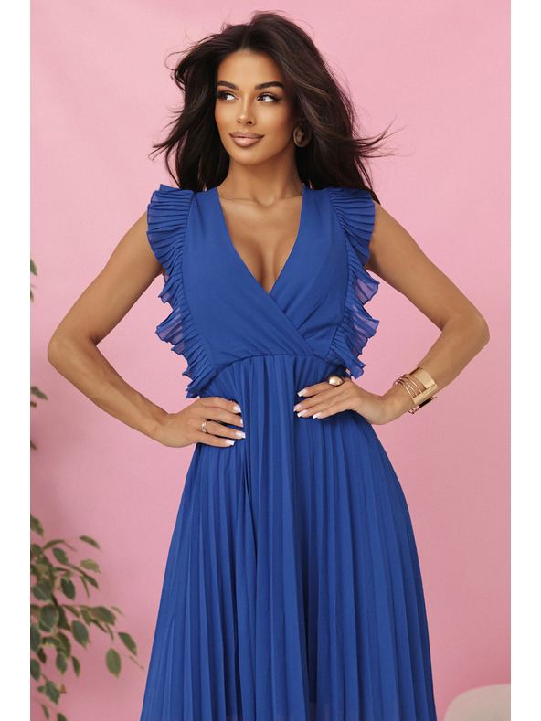 numoco EMILY plisirane haljine s volanima i dekolteom