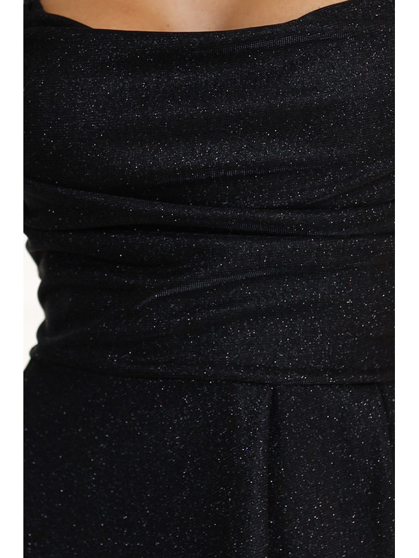 numoco Duge crne šljokaste haljine sa stražnjim korzetnim vezivanjem