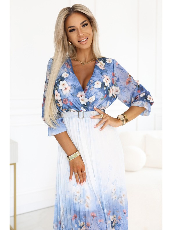 numoco Lagane midi haljine s V-izrezom i naborima