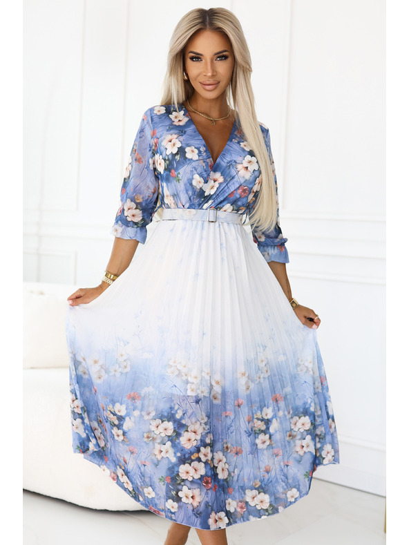 numoco Lagane midi haljine s V-izrezom i naborima