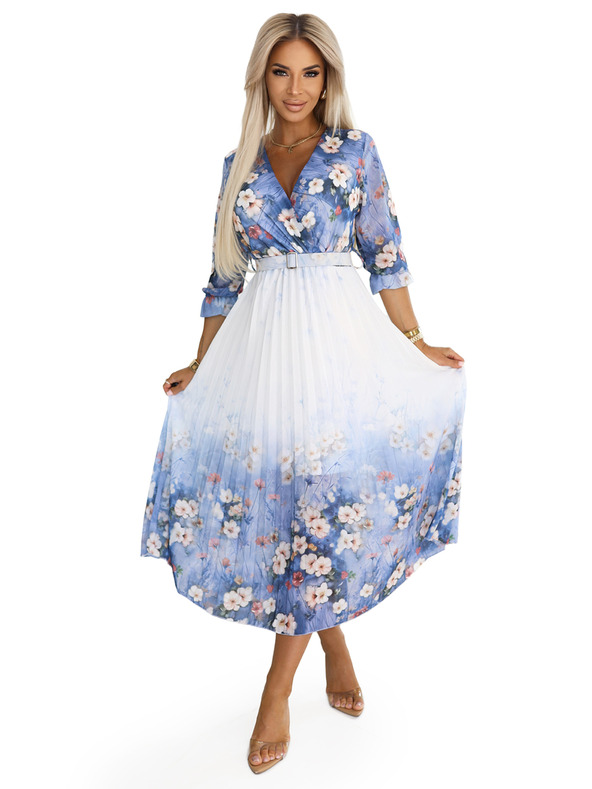 numoco Lagane midi haljine s V-izrezom i naborima