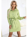 numoco Košuljaste maslinaste haljine CAMILLE s džepovima i vezivanjem