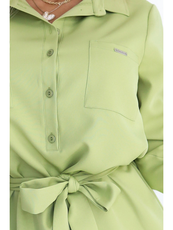 numoco Košuljaste maslinaste haljine CAMILLE s džepovima i vezivanjem