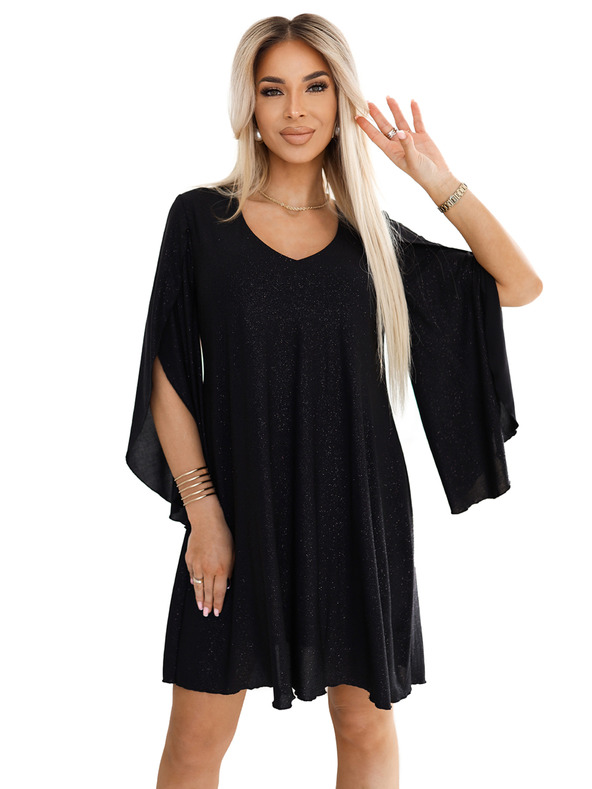 numoco Elegantne haljine s rukavima poput leptira - crne sa šljokicama