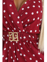 numoco Senzualne vinsko crvene haljine s bijelim točkicama i ukrasnim pojasom