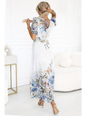 numoco Lagane maxi haljine CELINA s V-izrezom, pojasom i cvjetnim ombré uzorkom