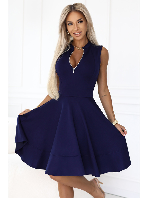 numoco Ekskluzivne haljine s proširenim donjim dijelom i zlatnim patentnim zatvaračem