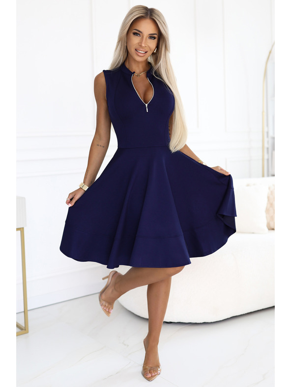 numoco Ekskluzivne haljine s proširenim donjim dijelom i zlatnim patentnim zatvaračem