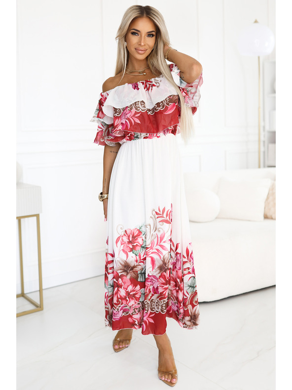 numoco Duge ljetne haljine s crvenim ombré cvjetnim uzorkom