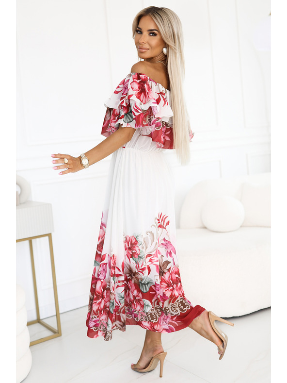 numoco Duge ljetne haljine s crvenim ombré cvjetnim uzorkom