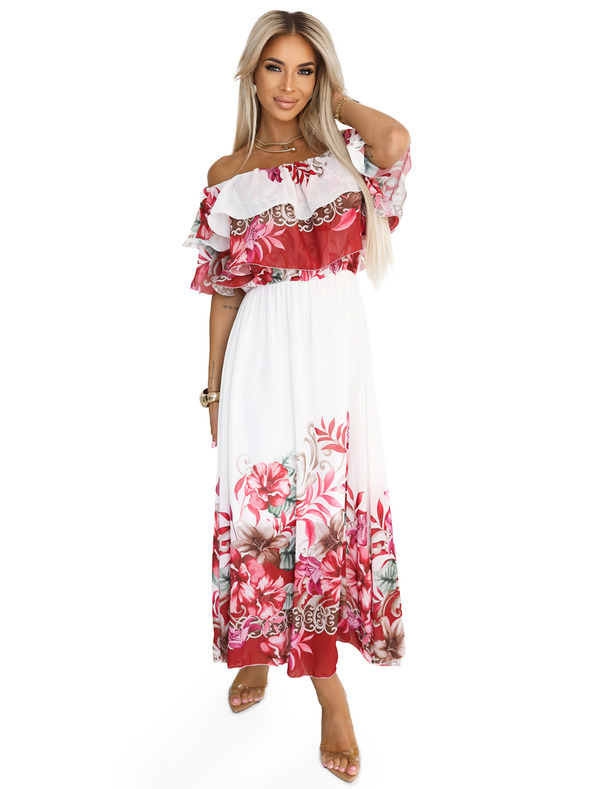 numoco Duge ljetne haljine s crvenim ombré cvjetnim uzorkom