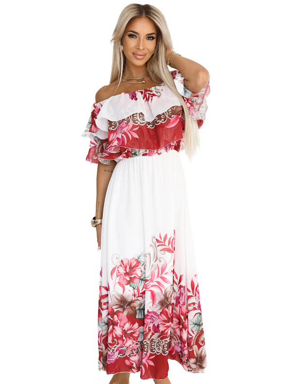 numoco Duge ljetne haljine s crvenim ombré cvjetnim uzorkom