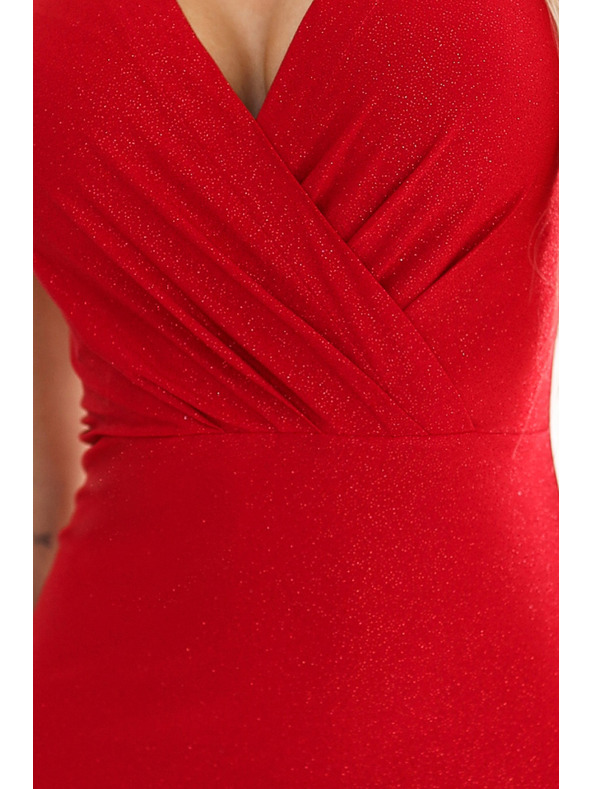 numoco Uske haljine sa slojevitim izrezom - crvene sa šljokicama