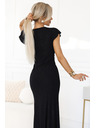 numoco Sjajne duge crne haljine IRINA sa šljokicama, preklopnim izrezom i prorezom