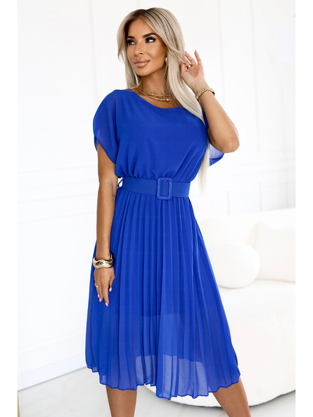 numoco Naborane šifonske midi haljine MIA sa širokim pojasom