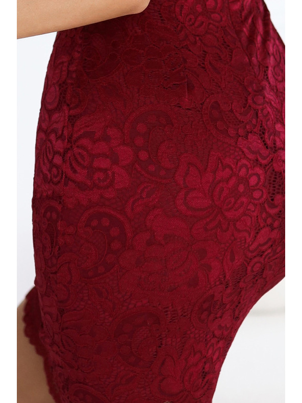 numoco Čipkaste uske haljine s kratkim rukavima i izrezom