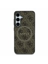 Guess Guess PU Koža 4G Šareni Prsten MagSafe Stražnji Poklopac za Samsung Galaxy S25 Brown