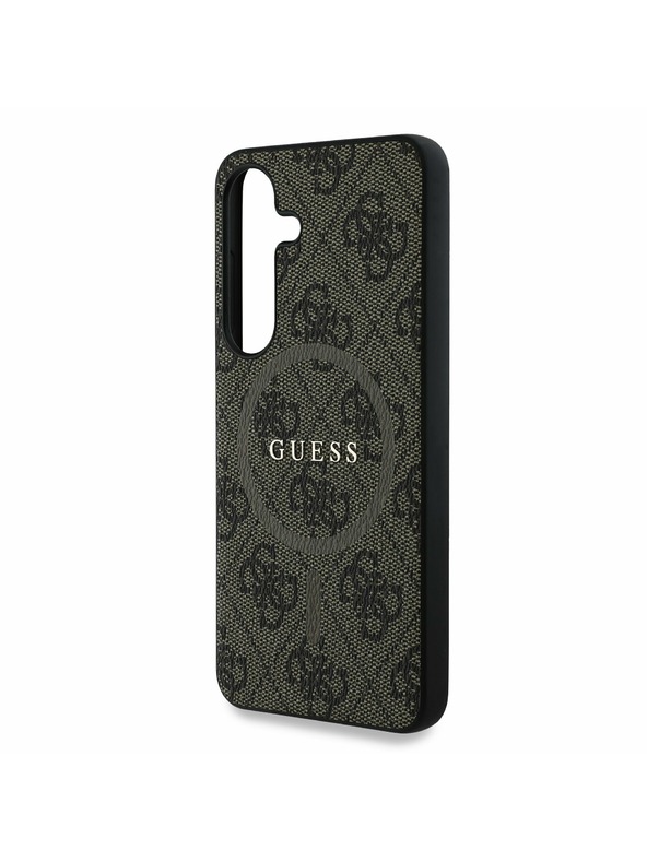 Guess Guess PU Koža 4G Šareni Prsten MagSafe Stražnji Poklopac za Samsung Galaxy S25 Brown