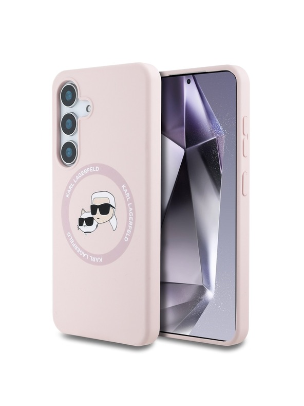 Karl Lagerfeld Karl Lagerfeld Liquid Silicone K&CH Heads MagSafe Stražnji Poklopac za Samsung Galaxy S25 Pink