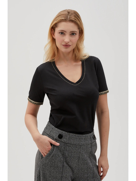 Moodo Crna basic majica s V-izrezom