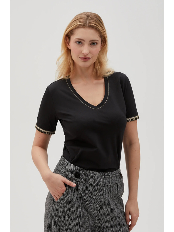Moodo Crna basic majica s V-izrezom