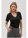 Moodo Crna basic majica s V-izrezom