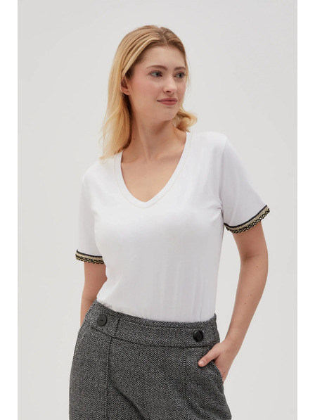 Moodo Bijela basic majica s V-izrezom