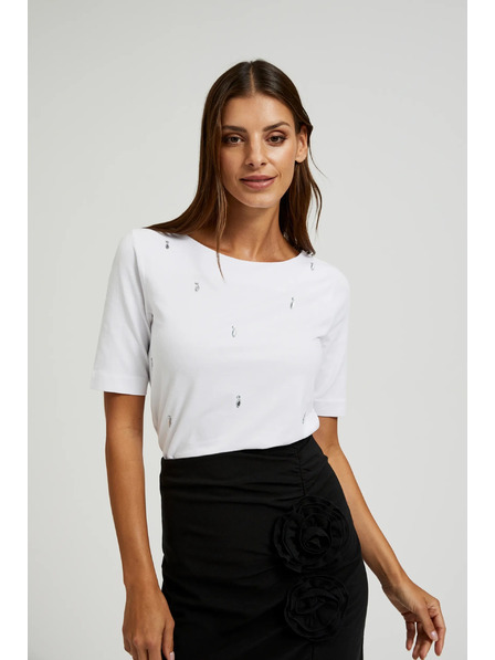 Moodo Bijela basic majica s tročetvrt rukavima