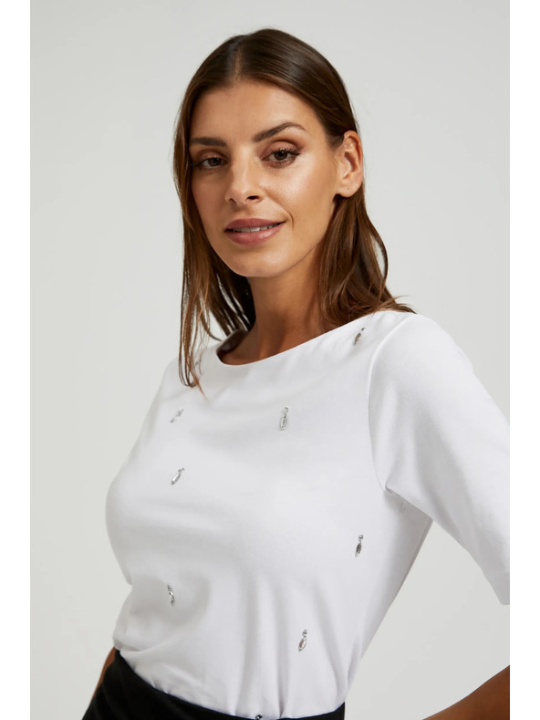 Moodo Bijela basic majica s tročetvrt rukavima