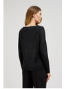 Moodo Crna bluza s naboranim izrezom i dugim rukavima