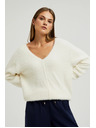 Moodo Bijeli džemper s V-izrezom