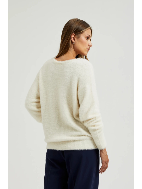 Moodo Bijeli džemper s V-izrezom